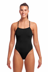 Funkita Ladies Still Black Twisted One Piece Swimsuit - Black | Allens Of Kingsbury