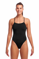 Funkita Ladies Still Black Twisted One Piece Swimsuit - Black | Allens Of Kingsbury