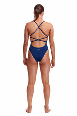 Funkita Ladies Zinc'd Strapped In One Piece Swimsuit - Navy/Silver | Allens Of Kingsbury