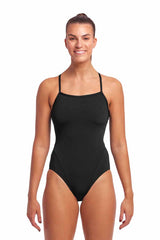 Funkita Ladies Still Black Single Strap One Piece Swimsuit - Black | Allens Of Kingsbury