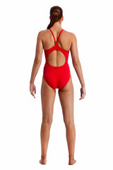 Funkita Ladies Still Red Diamond Back One Piece Swimsuit - Red | Allens Of Kingsbury