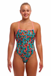 Funkita Ladies Swan See Swan Strapped In One Piece Swimsuit - Multi | Allens Of Kingsbury