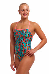 Funkita Ladies Swan See Swan Strapped In One Piece Swimsuit - Multi | Allens Of Kingsbury