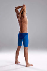 Funky Trunks men's Pressure Point Apex Viper jammer in navy and royal blue, featuring sleek design and athletic fit.