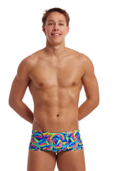Funky Trunks men's Choppy Waters classic trunks in multi-color with bold water-inspired pattern, designed for beach and swimwear wear.