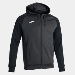 Joma Boys Academy IV hoodie jacket in anthracite and black, casual jacket with front pockets and hood, perfect for boys.