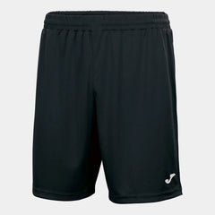 Black Joma Boys Nobel Shorts made of lightweight fabric, featuring a comfortable fit and sporty design for active wear.