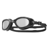 Black TYR Special Ops 2.0 mirror goggles with sleek design and reflective lenses, ideal for swimming.