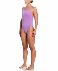 Nike Womens Poly Solid Spider Back One Piece Swimsuit - Bright Violet