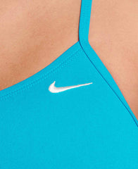 Nike women's Hydrastrong solid cut-out one-piece swimsuit in energy color, featuring a sleek design and supportive fit.