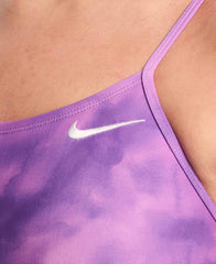 Nike Womens Hydrastrong Print Cutout One Piece Swimsuit - Light Magenta