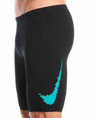 Nike men's Hydrastrong graphic jammer in jet black and energy with bold design, suitable for competitive swimming.