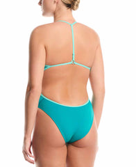 Nike Hydrastrong logo graphic adjustable T-back one-piece swimsuit in energy color with sporty design and supportive fit.