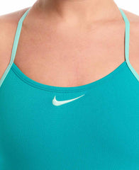 Nike Hydrastrong logo graphic adjustable T-back one-piece swimsuit in energy color, featuring a sleek design and supportive fit.