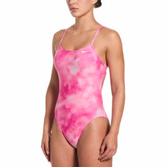 Nike Hydrastrong Aquatic Awe Print Cutout One Piece Swimsuit - Pink Foam | Allens Of Kingsbury