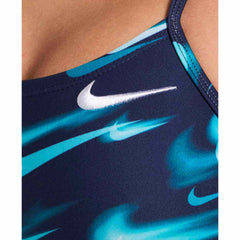 Nike Hydrastrong Asteroid Swoosh Print Cutout One Piece Swimsuit - Green Abyss | Allens Of Kingsbury