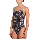 Nike Hydrastrong Sprayfetti Print Cutout One Piece Swimsuit - Black | Allens Of Kingsbury