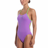 Nike Hydrastrong Logo Graphic Adjustable T-Back One Piece Swimsuit - Bright Violet | Allens Of Kingsbury