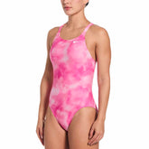 Nike Hydrastrong Aquatic Awe Print Fastback One Piece Swimsuit - Pink Foam | Allens Of Kingsbury