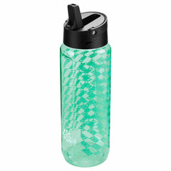 Nike TR Renew Recharge 24oz water bottle with mint foam, black, light menta, and white graphic design, featuring a straw spout.