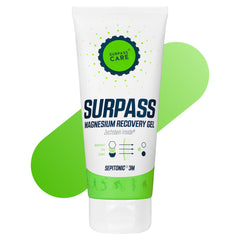 White Surpass Care Magnesium Recovery Gel in a tube, designed for self-care and muscle recovery.