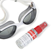 Speedo Anti Fog Spray in clear bottle, designed to prevent fogging on goggles and masks for clear vision during swimming.
