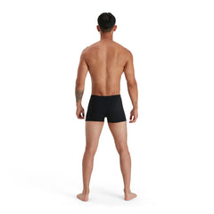 Speedo men's Eco Endurance+ black aquashorts, snug-fitting swimwear with a streamlined design for competitive and recreational swimming.