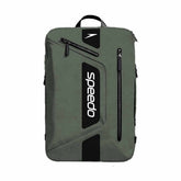 Green Speedo 25L Flex Bag backpack with adjustable straps and multiple compartments for sports and swimming gear.