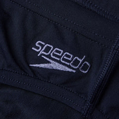 Speedo men's Eco Endurance+ 7cm brief in blue fabric, showing the snug fit and elastic waistband for swimwear.