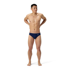 Speedo men's ML Solid Brief in Team Navy, navy blue swim briefs with a snug fit, designed for comfort and performance.