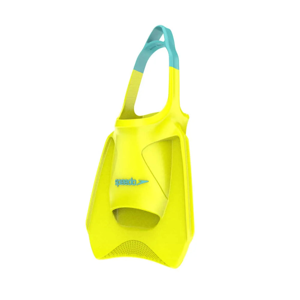 Speedo Biofuse Fitness Fin in Hyper Yellow and Arctic Glass, lightweight swim fins for enhanced training and movement in the water.