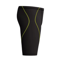 Black Speedo Boys Fastskin HyperSpark solid jammer swimming suit for boys aged 18-7-8 years, designed for competitive swimming.