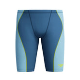 Speedo boys' Fastskin HyperSpark solid jammer in Night and Sevres Blue, designed for competitive swimming, featuring a sleek fit.