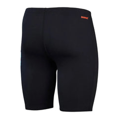 Speedo men's HyperBoom panel jammer swimwear in black, Picton Blue, and Siren Red with sleek design and athletic fit.