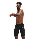 Black Speedo Mens Fastskin LZR Ignite jammer swimsuit for men, designed for competitive swimming.