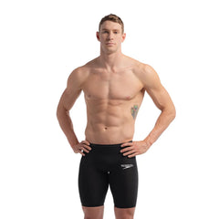 Speedo men's Fastskin LZR Pure Valor 2 black jammer swimming suit for competitive swim training and racing.