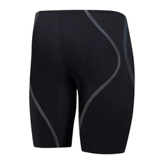 Speedo men's Fastskin LZR Pure Intent 2.0 jammer in black with iridescent accents, designed for competitive swimming.