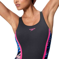 Speedo Womens HyperBoom Splice Muscleback Legsuit - Anthracite/Margarita Pink | Allens Of Kingsbury