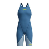 Speedo Fastskin Junior LZR Ignite kneesuit for kids, in Nite and Acadia Blue, designed for competitive swimming.