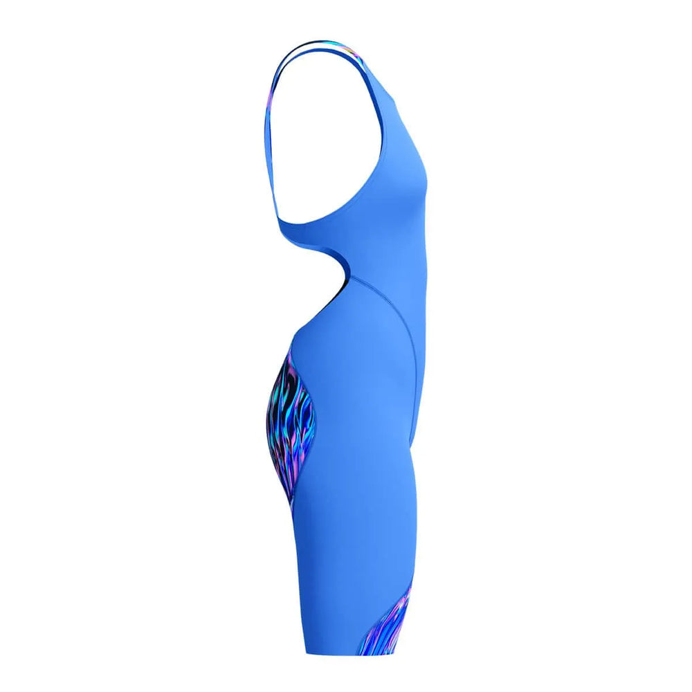 Speedo Women's Fastskin LZR Ignite blue kneeskin swimsuit for women, designed for competitive swimming and sleek fit.