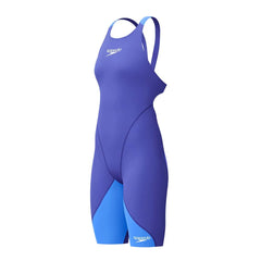 Speedo Women's Fastskin LZR Ignite purple kneeskin, close-up view of sleek, fitted swimwear designed for competitive swimming.