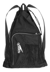 Black Speedo Ventilator Deluxe Mesh Bag for swimming gear, lightweight and breathable for easy storage and transport.