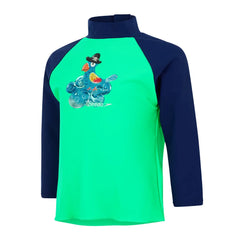 Speedo Boys Long Sleeve Printed Rash Top - Green/Blue | Allens Of Kingsbury