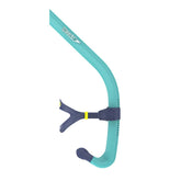 Speedo Bullet Head Snorkel in Arctic Glass and Hapuna Blue, featuring a streamlined design for comfortable snorkeling.