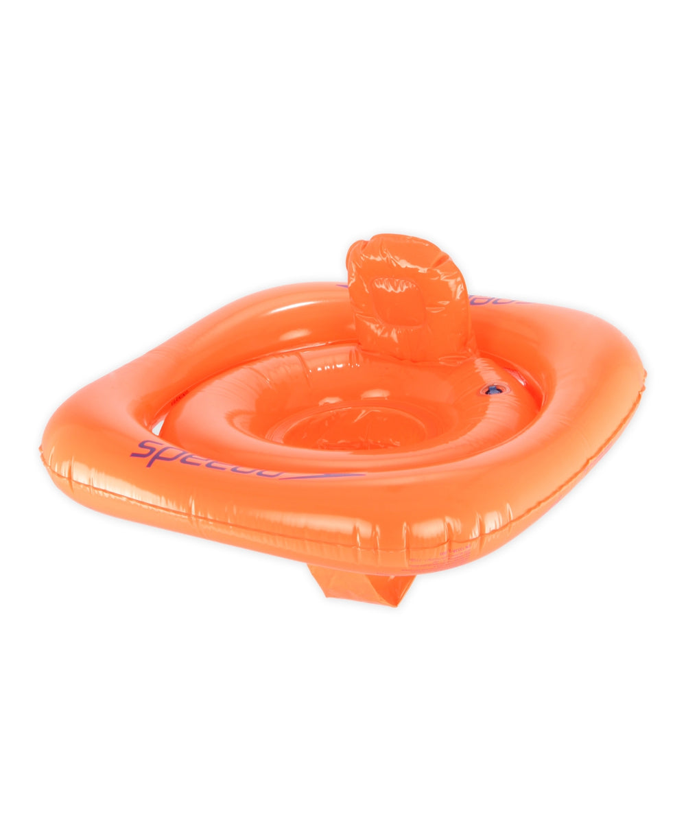 Orange Speedo Seasquad swim seat for 0-1 years, a comfortable and secure swim aid for infants with adjustable straps.