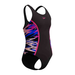 Speedo Girls HyperBoom Splice Muscleback Swimsuit - Anthracite/Margarita Pink | Allens Of Kingsbury