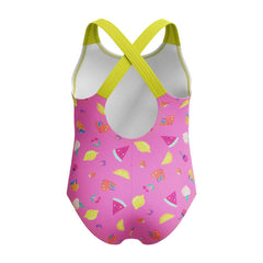 Speedo Girls Printed Crossback 1 Piece Swimsuit - Neon Flamingo | Allens Of Kingsbury