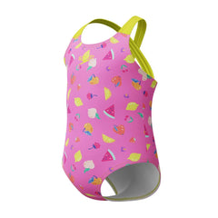 Speedo Girls Printed Crossback 1 Piece Swimsuit - Neon Flamingo | Allens Of Kingsbury