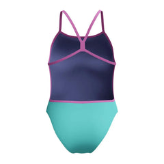 Speedo women's solid V-back swimsuit in Arctic Glass, featuring a sleek design and supportive fit for active swimming.