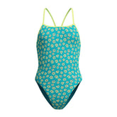 Speedo Womens FL Printed Turnback Swimsuit - Bloom Burst/Turquoise Gem | Allens Of Kingsbury